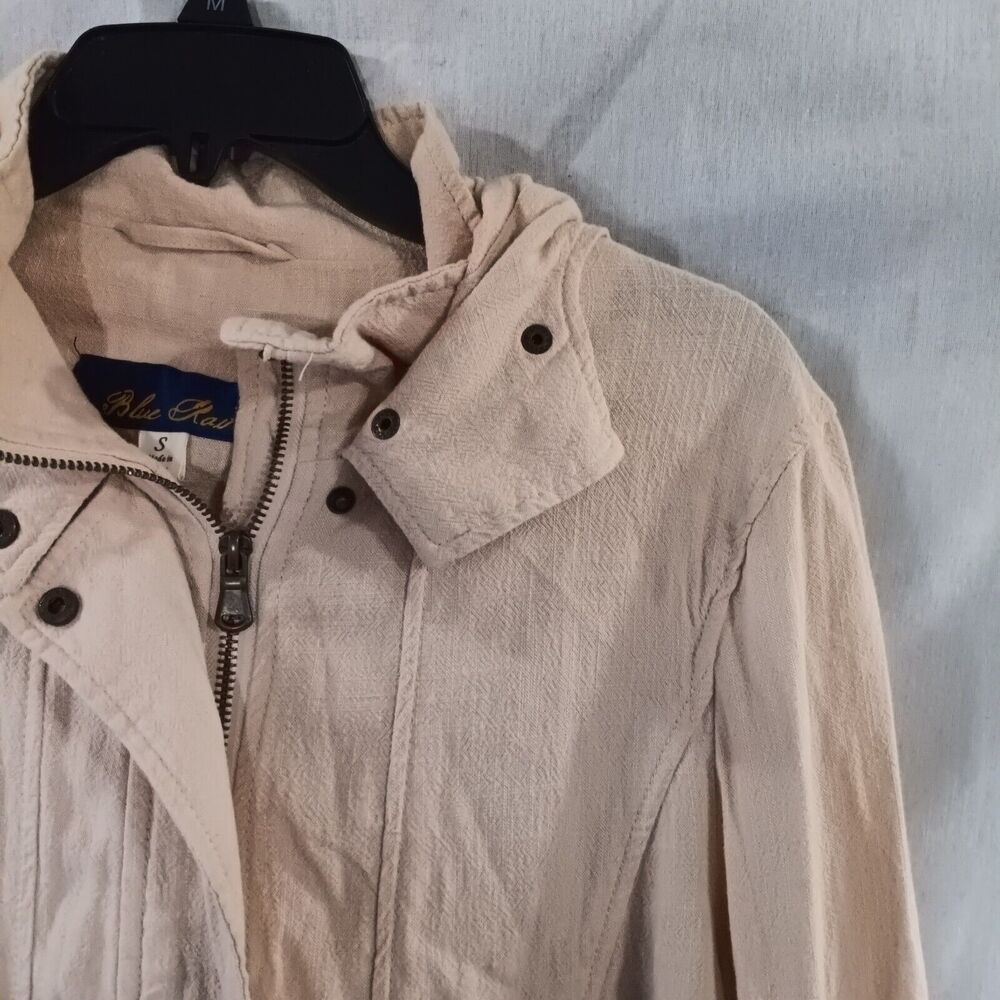 Blue Rain 100% Linen Jacket Hoodie Women's Size Small Zipper Sleeves Full Zip